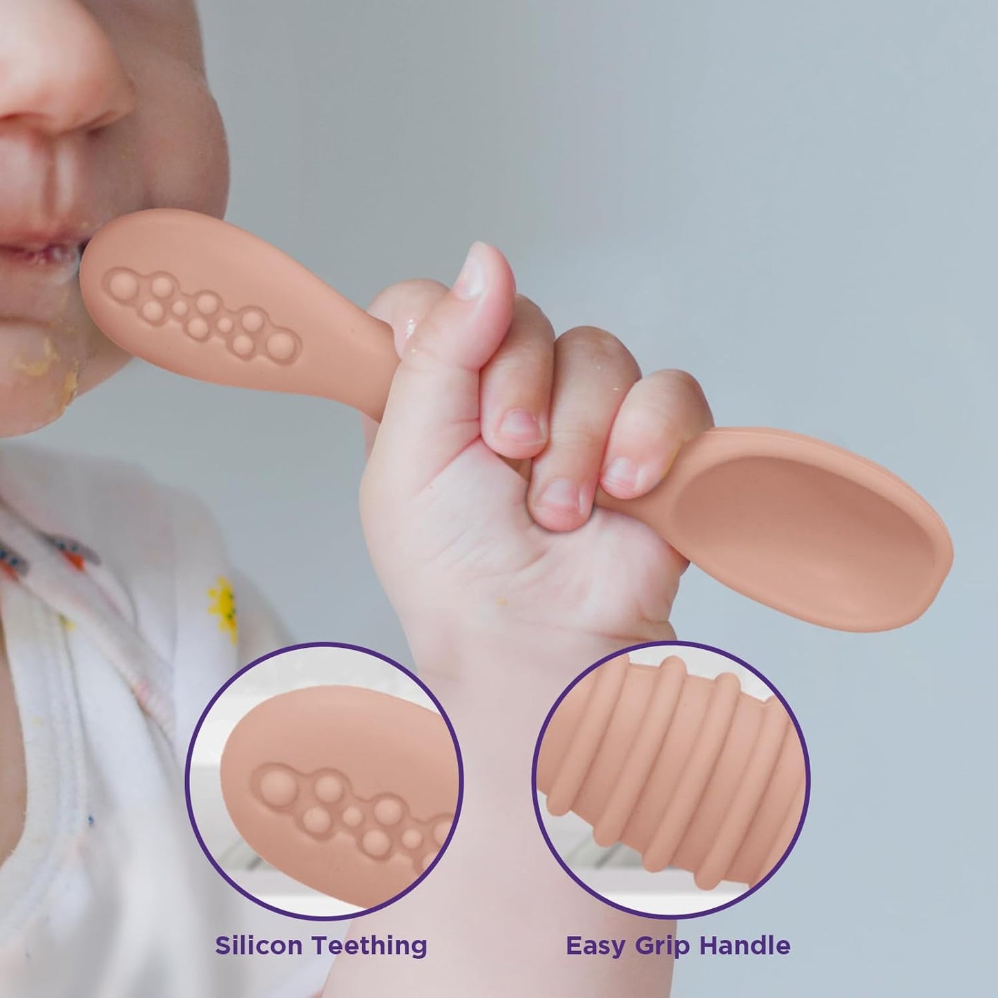 Silicone Baby Spoon, Baby Led Weaning, First Stage Baby Spoons, Baby Feeding Spoon Set Gum Friendly BPA Lead Phthalate & Plastic Free, Baby Self Feeding Utensils for Infant & Toddler, Great Gift Set