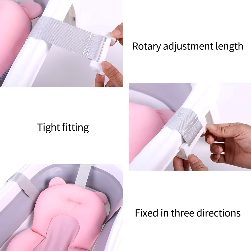 Baby Bathing Seat Non-Slip Nursing Security Bathtub Support Mat Netting Travel Comfort Toddler Cushion Pad with Straps