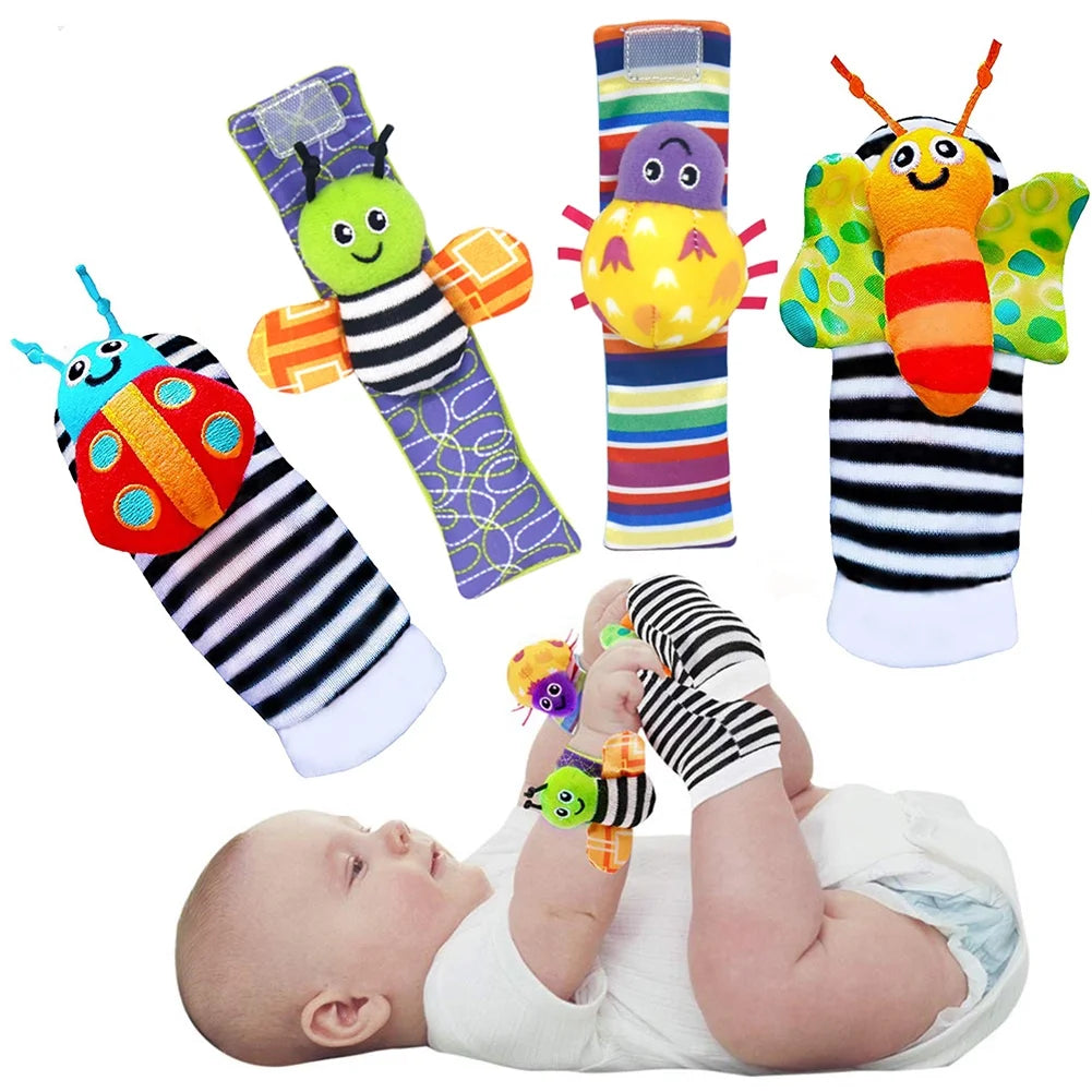 Foot Finder Socks & Wrist Rattles - Newborn Toys for Baby Boy or Girl - Brain Development Infant Toys - Hand and Foot Rattles Suitable for 0-3, 3-6, 6-12 Months Babies