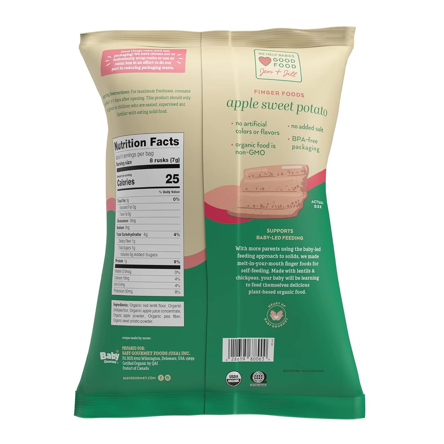 Organic Rusk Snacks - Sweet Potato Apple - (1.4 Oz) 4-Pack