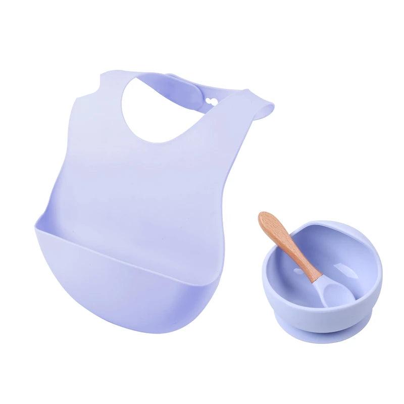 Let'S Make 1Set Silicone Baby Feeding Set Waterproof Spoon Non-Slip Feedings Silicone Bowl Tableware Baby Products Baby Plate