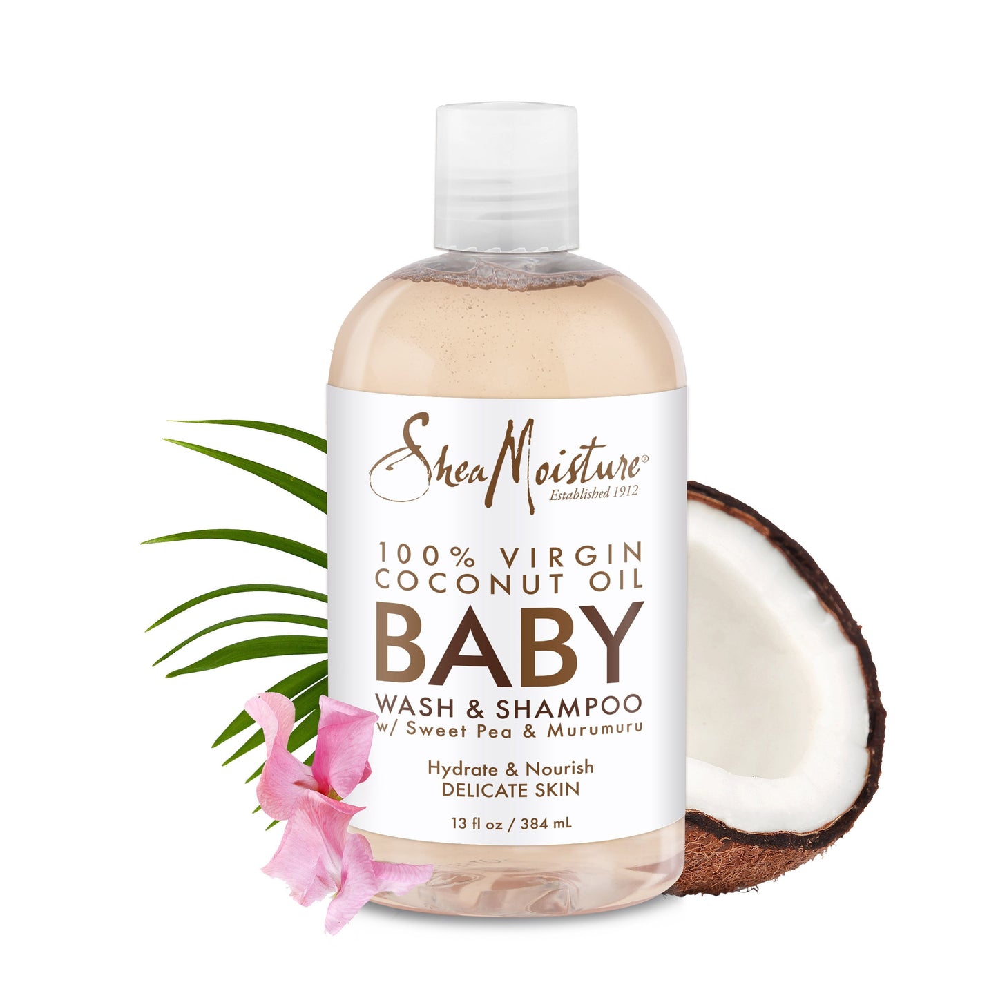 Newborn Baby Wash & Shampoo 100% Virgin Coconut Oil All Skin, 13 Fl Oz