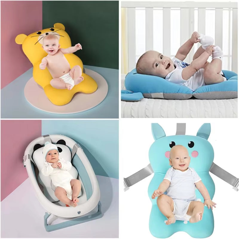 Portable Baby Bathtub Pad Ajustable Bath Tub Shower Cushion Newborn Support Seat Mat Foldable Soft Pillow Floating Waterpad Baby