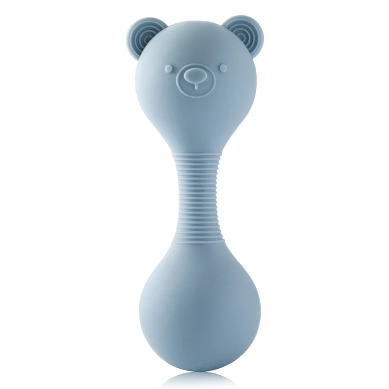 Rattles for Baby Silicone Maracas Toys Cartoon Bear Sand Hammer Baby Toys 0-12 Months Rattle Silicone Teether Toys for Baby Gift