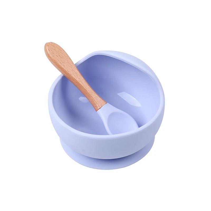 Let'S Make 1Set Silicone Baby Feeding Set Waterproof Spoon Non-Slip Feedings Silicone Bowl Tableware Baby Products Baby Plate