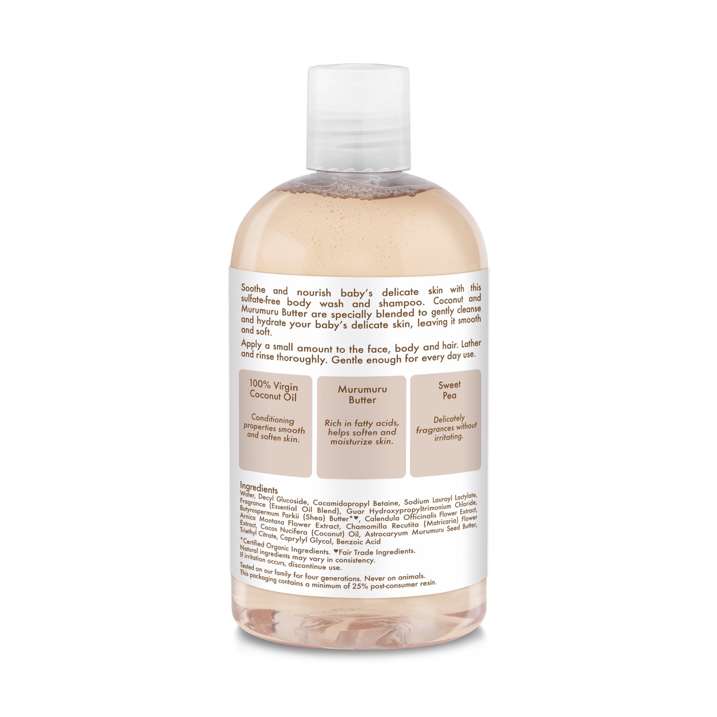 Newborn Baby Wash & Shampoo 100% Virgin Coconut Oil All Skin, 13 Fl Oz