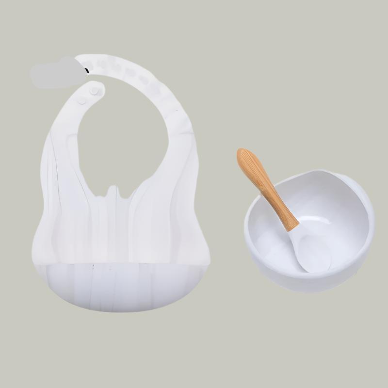 Let'S Make 1Set Silicone Baby Feeding Set Waterproof Spoon Non-Slip Feedings Silicone Bowl Tableware Baby Products Baby Plate