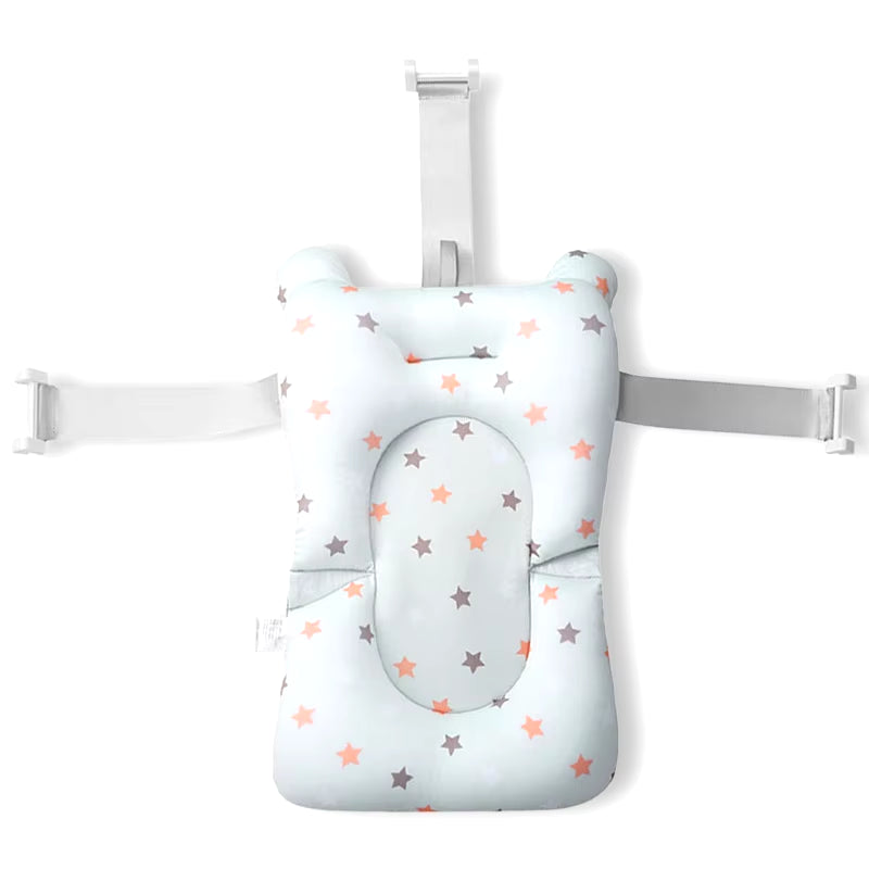 Baby Bathing Seat Non-Slip Nursing Security Bathtub Support Mat Netting Travel Comfort Toddler Cushion Pad with Straps