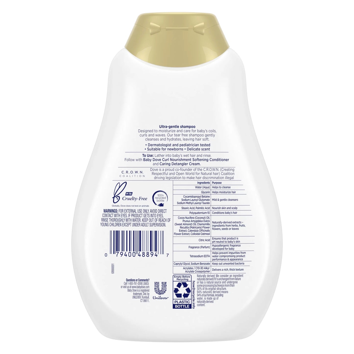 Curly Hair Hydrating Baby Shampoo Curl Nourishment Tear-Free, 13 Oz