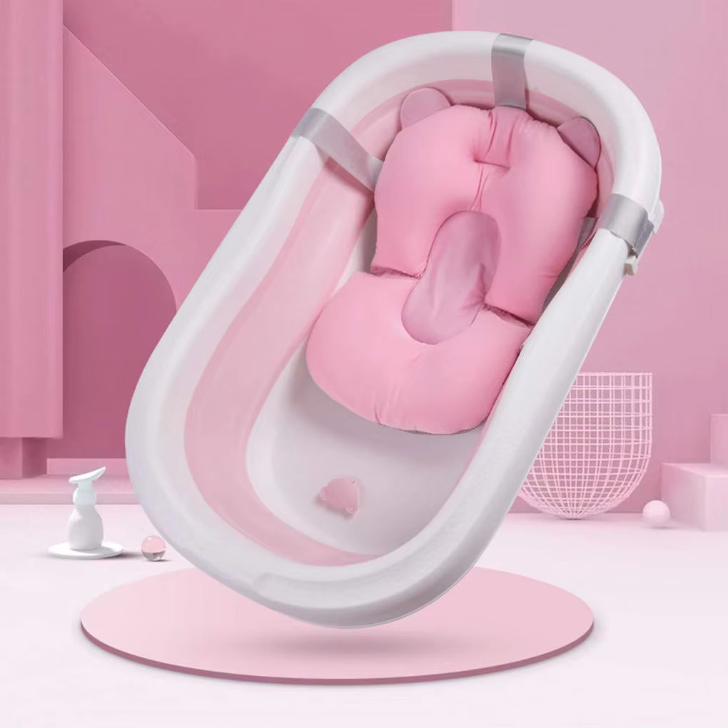 Baby Bathing Seat Non-Slip Nursing Security Bathtub Support Mat Netting Travel Comfort Toddler Cushion Pad with Straps