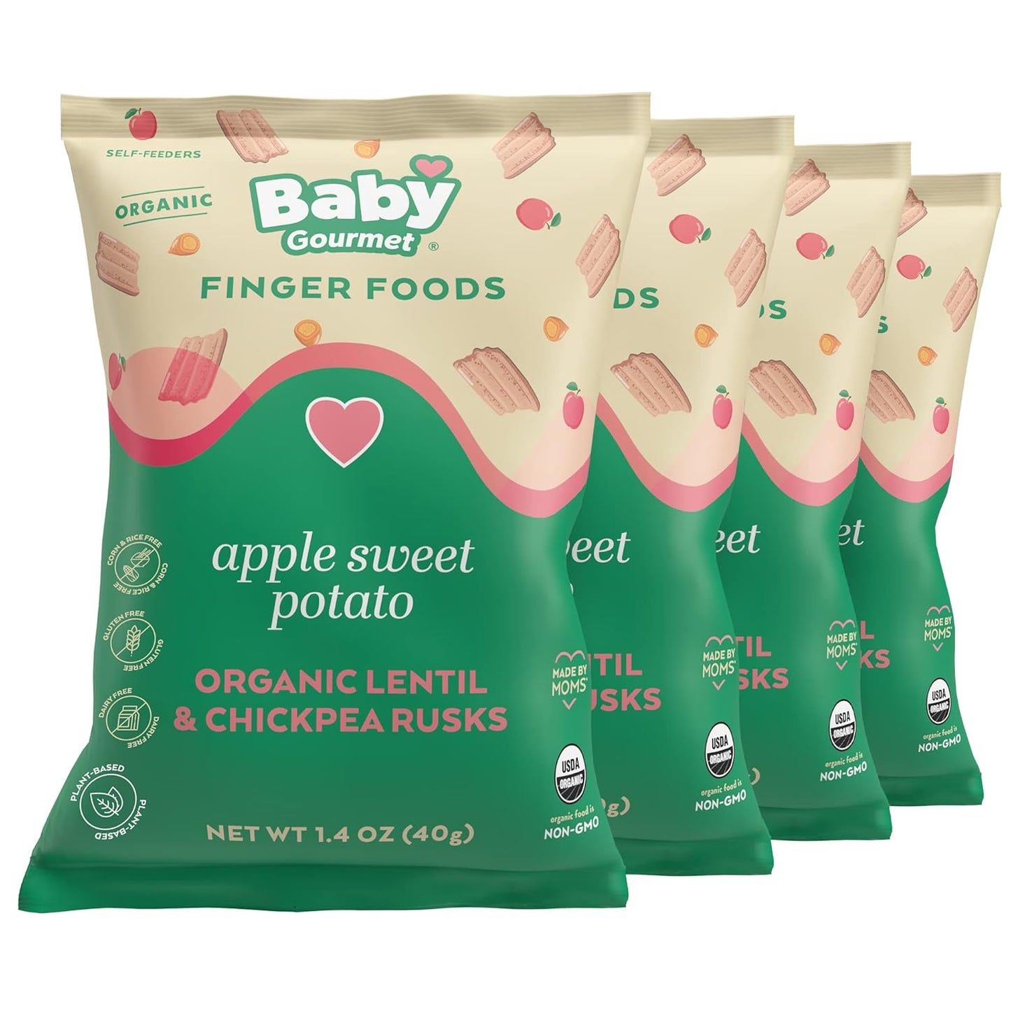 Organic Rusk Snacks - Sweet Potato Apple - (1.4 Oz) 4-Pack