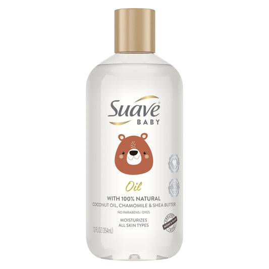 Baby Moisturizing Baby Oil with Coconut Oil, Chamomile & Shea Butter, 100% Natural, 12 Oz
